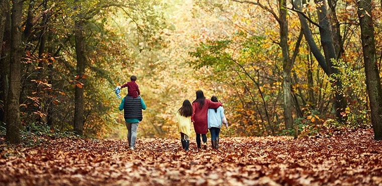 Afbeelding gezin herfst bos