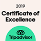 Winnaar van het Tripadvisor Certificate of Excellence 2019.