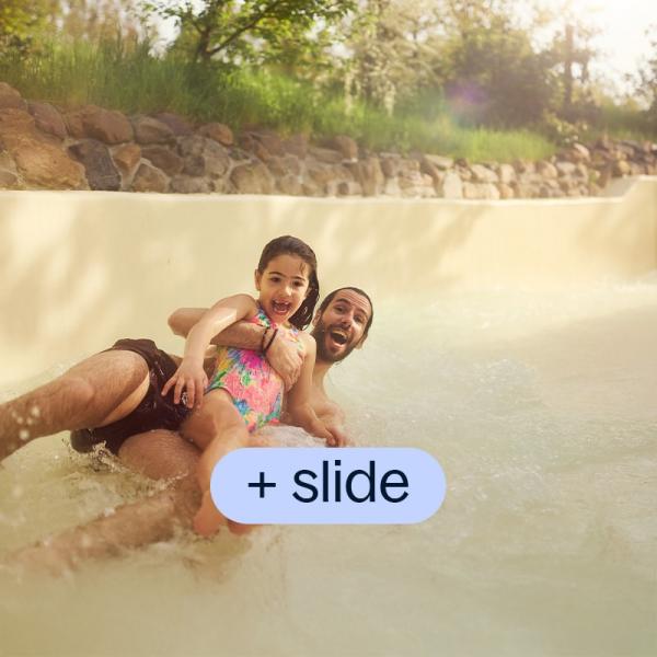 Slide down the water slides at swimming paradise Aqua Mundo